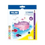 Creioane colorate Milan Maxi 12 buc+ascutitoare